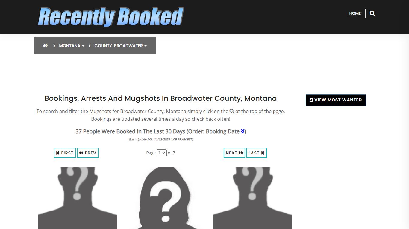 Bookings, Arrests and Mugshots in Broadwater County, Montana